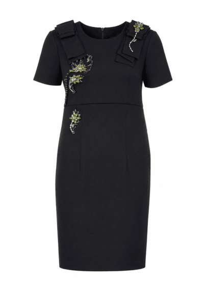 Black Embellished Dress with Bow Detail
