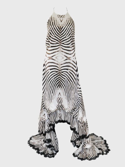 Roberto Cavalli 2007 Open Back Halter Gown