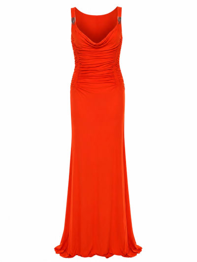 Roberto Cavalli vintage bright orange gown with gold detail