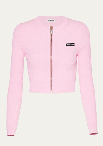 Miu Miu Zip Cardigan in Rosa