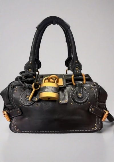 Chloe Vintage Paddington Black Leather and Gold Lock
