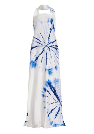 KILENTÁR Blue Tie-Dye Silk Slip Maxi