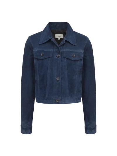 Cropped Blue Suede Jacket 