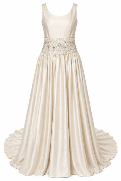 Alfred Angelo Ivory Satin Gown with Beaded Waist