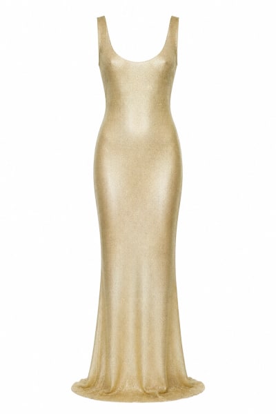 TNA Daria Sheer Gold Dress