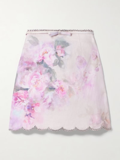 Crush floral mini skirt with embellishment