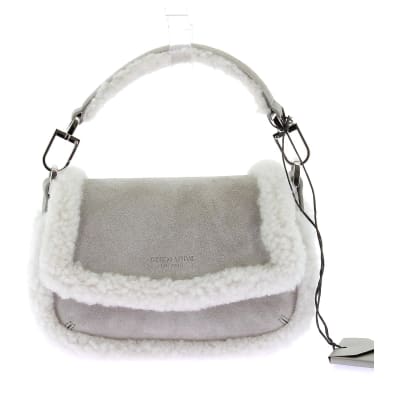 Giorgio Armani Gray Suede and Shearling Bag