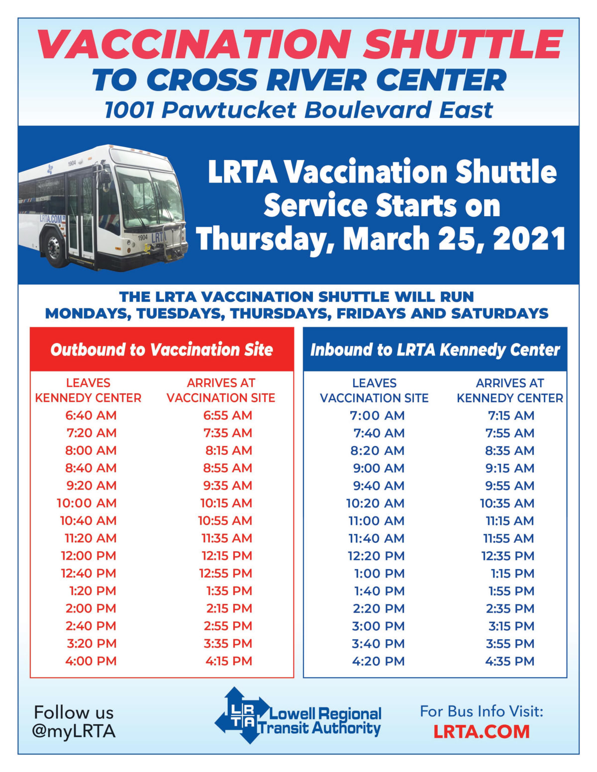 Lrta Schedule For Mvp // Lowell General Hospital