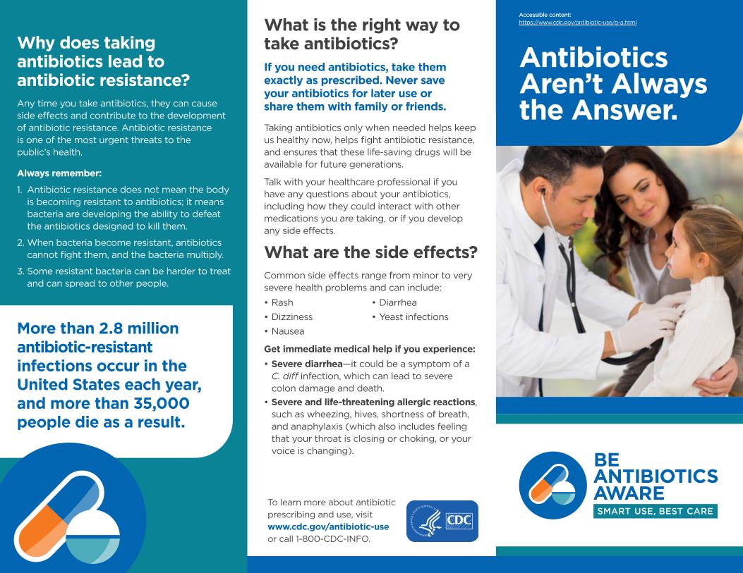 Antibiotics Aren't Always the Answer CDC Pamphlet // Lowell General ...
