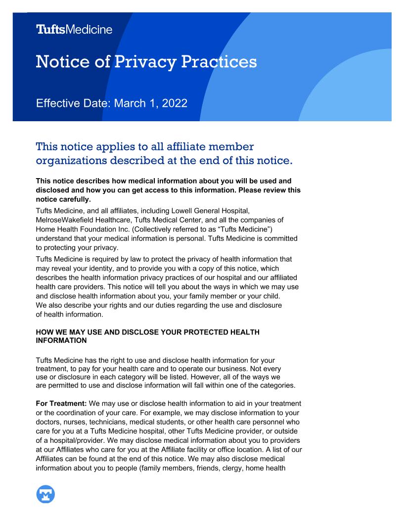 Notice of Privacy Practices // Lowell General Hospital