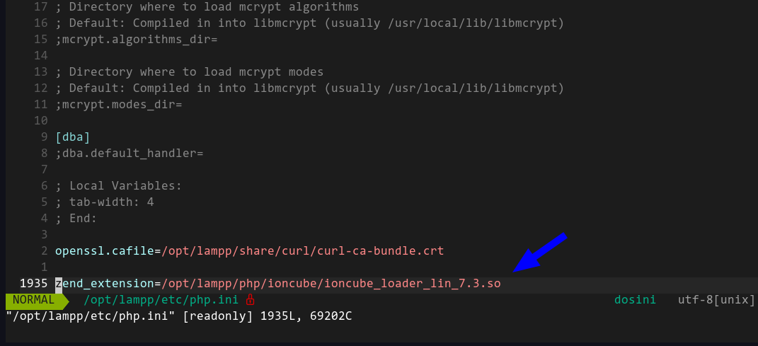 Kode ioncube di php.ini