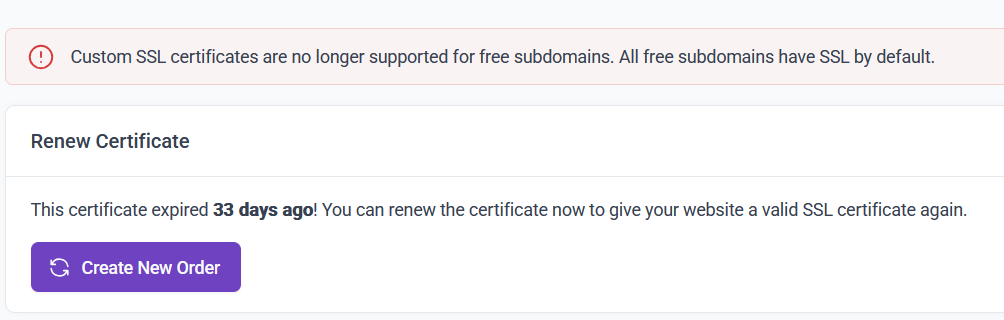 Ga bisa pake custom ssl lagi di infinityfree.net