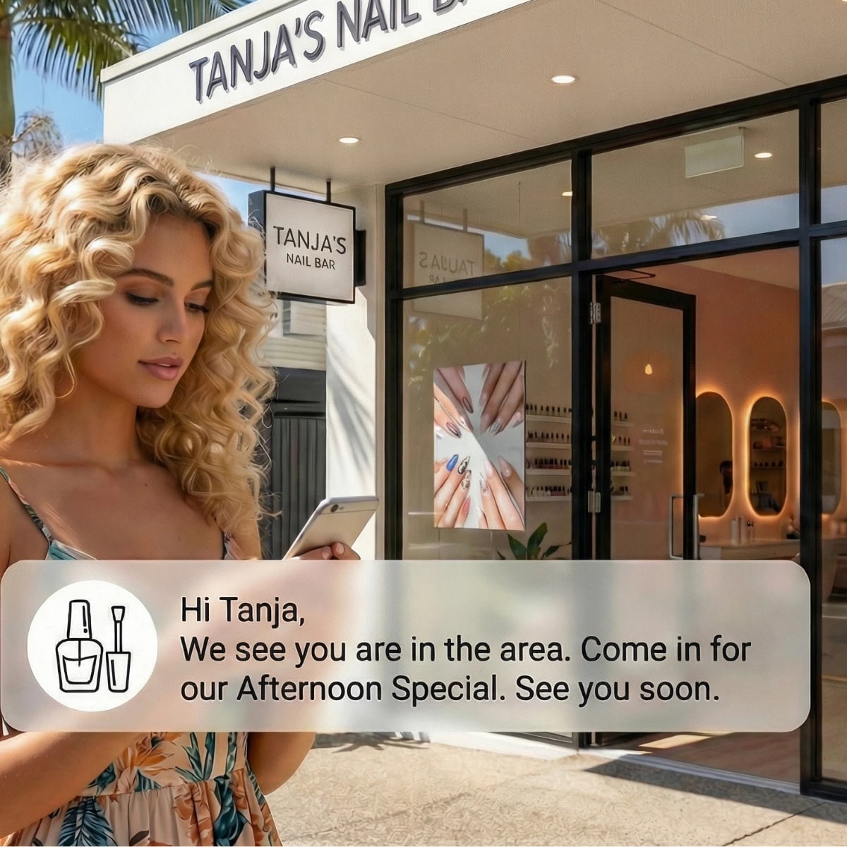 Local business owner using geo-fenced notifications to drive foot traffic