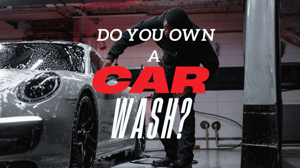 Person washing a car in a garage, bold text overlay asks, "Do you own a car wash?" Enhance customer connections with our loyalty and rewards program.