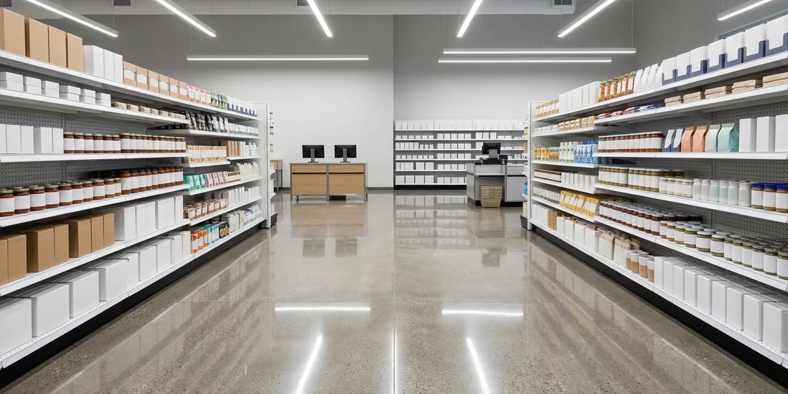 Retail store floor polished and cleaned
