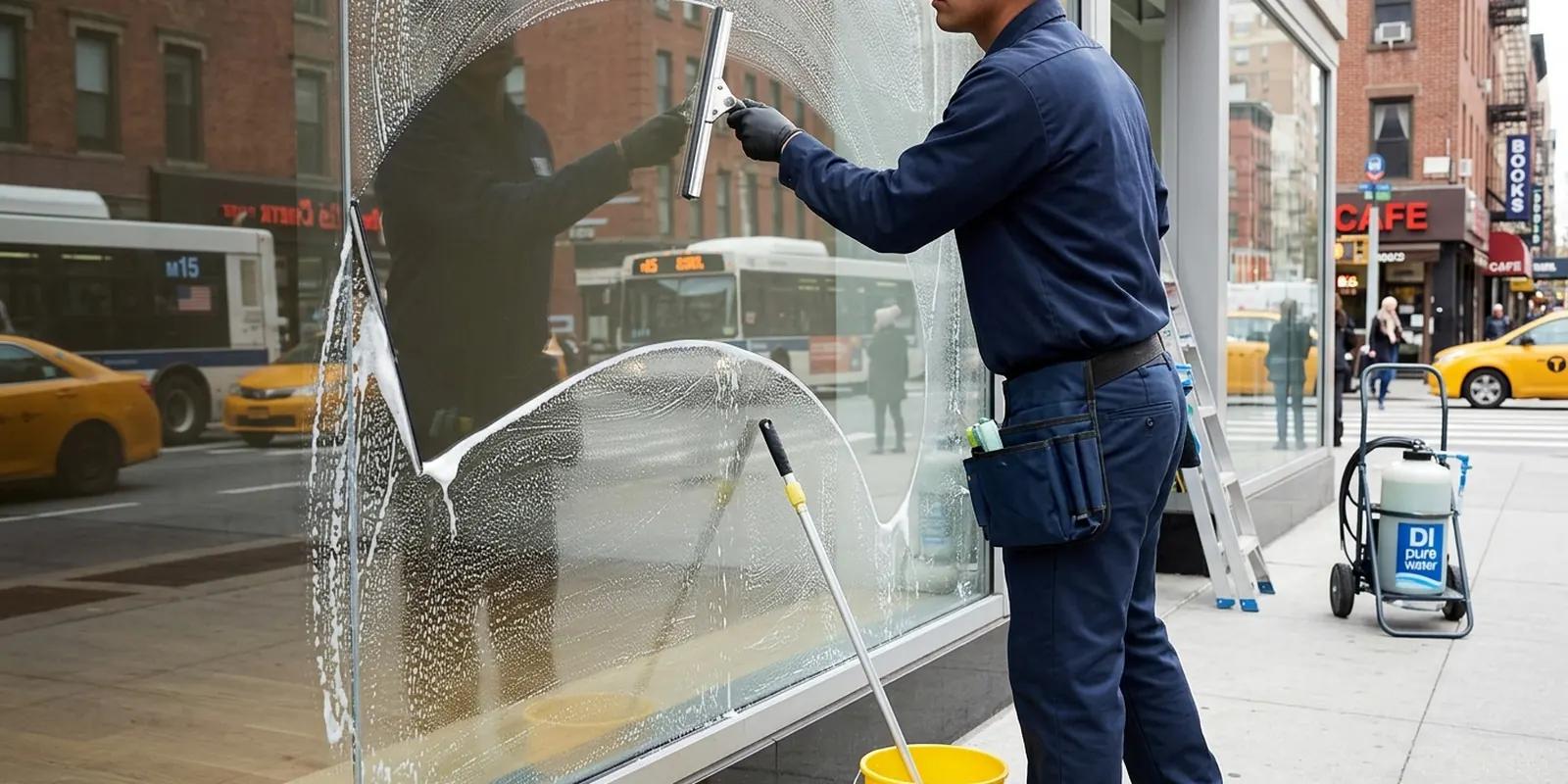 Storefront windows cleaned streak-free