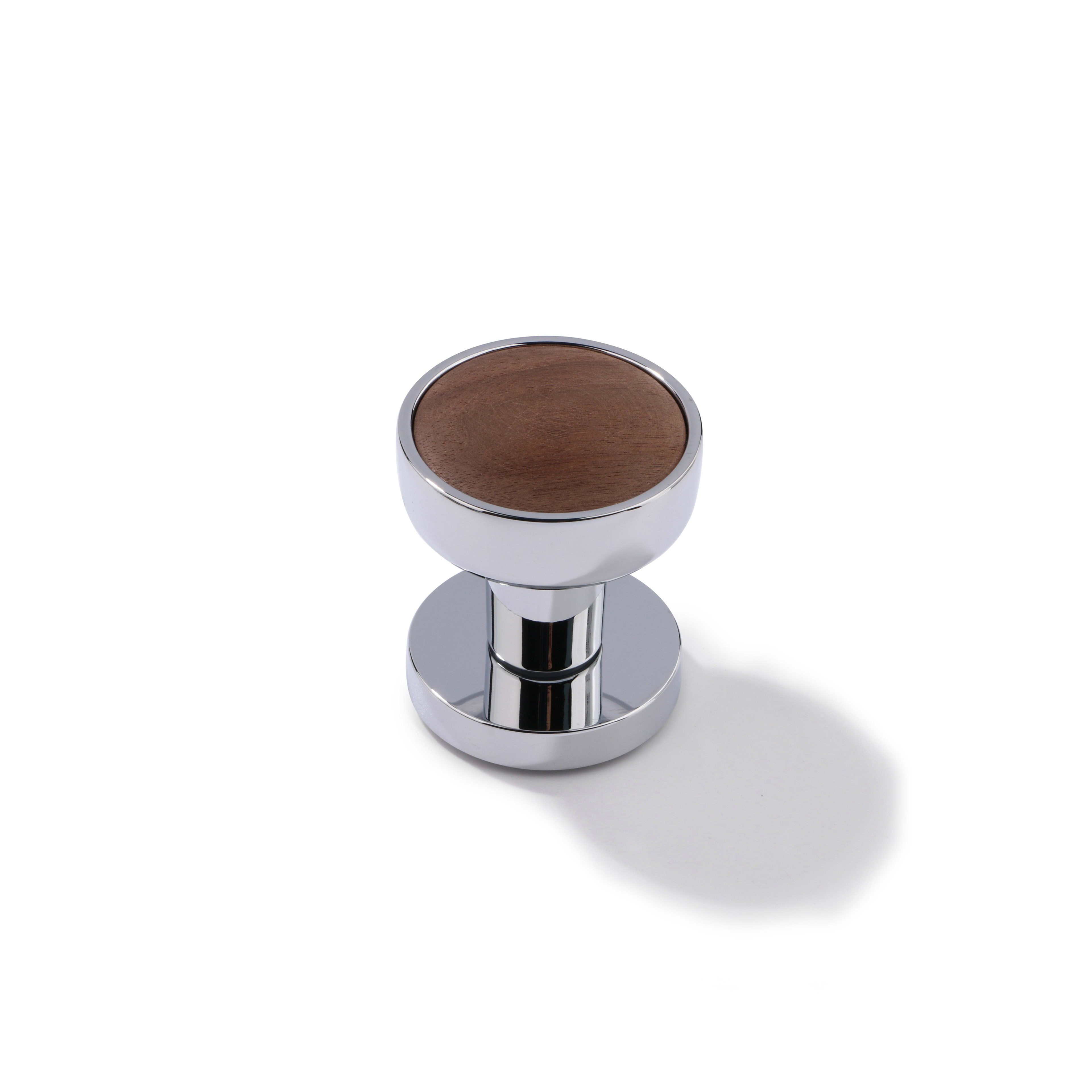 Poignée Laurette noyer, contour chromé