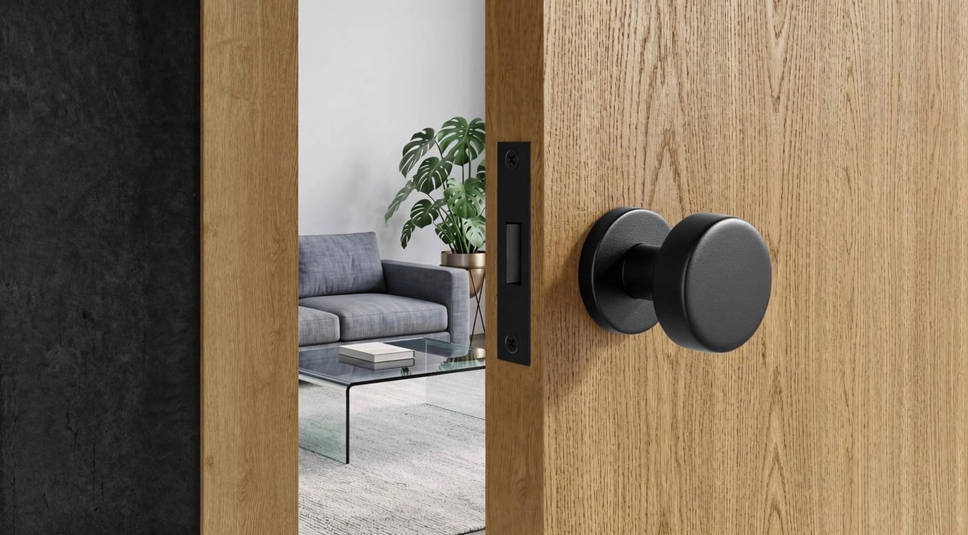 Une poignée-bouton est incluse avec la porte !