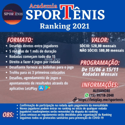 SporTênis Ranking 2021 - Tênis Simples