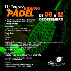 11 TORNEIO INTERNO DE PADEL - INICIIANTES MASCULINO