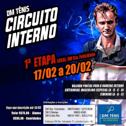 1ª Etapa Circuito Interno Dm Tênis 2022 - Circuito Interno DM Tênis 1° Etapa - Masculino A