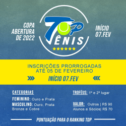 COPA ABERTURA TOP TENIS 2022 - COPA ABERTURA TOP TENIS - 2022 - CAT. OURO MASC.