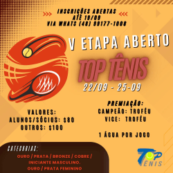 V ETAPA ABERTO TOP TENIS - 500 - V ETAPA ABERTO TOP TENIS- 500 CAT. OURO 