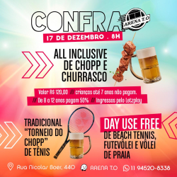 CONFRATERNIZAÇÃO ARENA T.O 2022 - TORNEIO DE TENIS DO CHOPP - CAT A