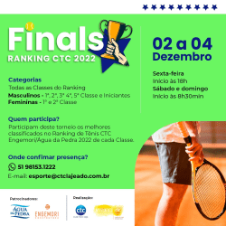 Torneio Finals Ranking de Tênis CTC 2022 - 1ª Classe