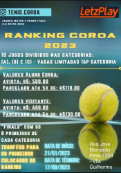 Ranking Tênis Coroa 2023 Cat B