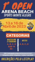 1º Open Arena Beach Monte Alegre - MASCULINO ATE 39 ANOS