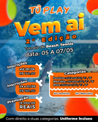 2* Torneio de Beach Tênis Tô Play - 40 + Masculino