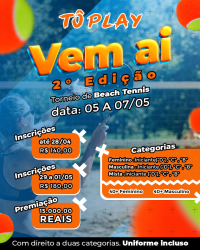 2* Torneio de Beach Tênis Tô Play - Iniciante (D) Masculino