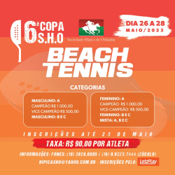 6ª Copa SHO de Beach Tennis - Mista Iniciante