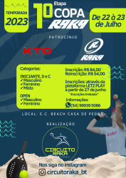 COPA RAKA DE BEACH TENNIS (1°ETAPA) RK 200 - DUPLA MASC. E (iniciante)