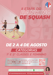 II ETAPA DO RANKING DE SQUASH - TEMPORADA DE VERÃO - 1ª CLASSE