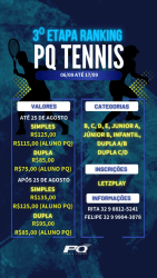 TORNEIO DE TÊNIS PQ/FITRUN (3ª Etapa) - Categoria B