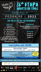 36º Aberto de Tênis 2023 - Pedra 90 - Ribeirão Preto - CFTRP - Categoria - Dupla B