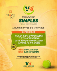 Torneio de Simples - 4ª Etapa Circuito VM 2023 - 2ª CLASSE MASCULINA