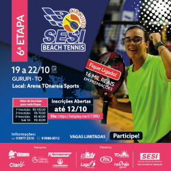 6ª ETAPA CIRCUITO SESI DE BEACH TENIS - ETAPA TONAREIA - GURUPI- TO - FEMININO B