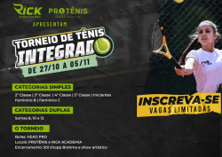 TORNEIO INTEGRADO - SIMPLES e DUPLAS - INICIANTES - SIMPLES