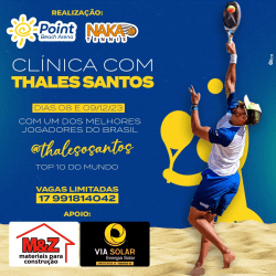 Clinica de Beach Tenis com Thalles Santos  - Clinica Thalles Santos dia 09 dezembro 16-17 horas 