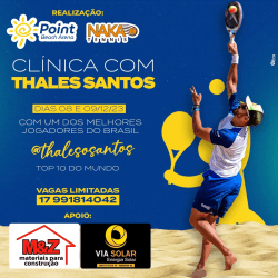 Clinica de Beach Tenis com Thalles Santos  - Clinica Thalles Santos 08 dezembro 19-20 horas 
