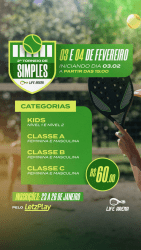 2º TORNEIO DE SIMPLES LIFE ARENA - CLASSE B MASCULINO