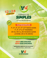 Torneio de Simples - 1ª Etapa Circuito VM 2024 - 2ª CLASSE FEM