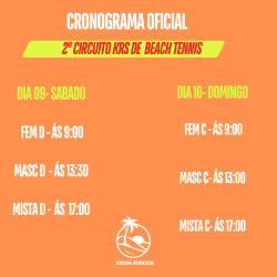 2 CIRCUITO KRS DE BEACH TENNIS  - FEMININA D - 17/03 ÁS 8:00