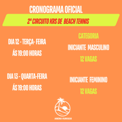 2 CIRCUITO KRS DE BEACH TENNIS  - INICIANTE MASCULINO 14/03 ÁS 19:00