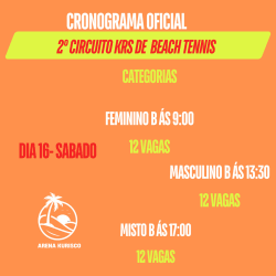 2 CIRCUITO KRS DE BEACH TENNIS  - FEMININO B - DIA 16/03 ÁS 8:00