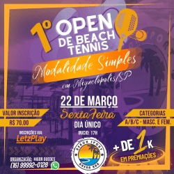 1: Open  de beach tênis .  Modalidade simples .