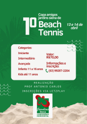 1* Copa amigos Jardins Siena de Beach Tennis - Cat Intermediário FEM